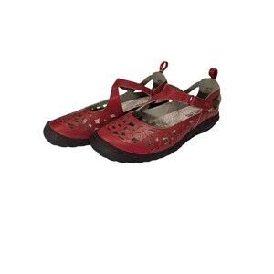 Jambu JBU Wildflower Womens Flat Red Vegan Shoes size 7.5 Mary Janes
